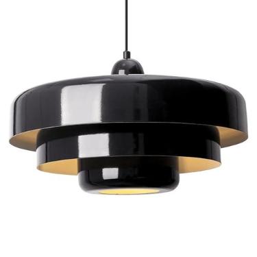 Imagem de Luzes pendentes pretas ilha de cozinha, luminárias pendentes de teto modernas, luminária suspensa ajustável, design de sombra de metal de 3 camadas, luz de montagem embutida vintage para mesa de