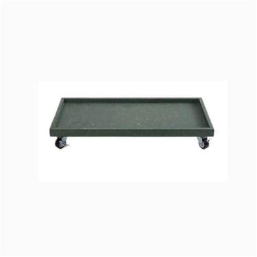 Imagem de Prato de Flores Bandeja coletora de paletes para vasos de flores móvel com rodas, pires retangular de resina sintética para plantas Vaso(Green,X-Large)