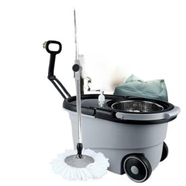 Imagem de Mop Plus Giratório Inox Com Rodas E Alça Cabo 150 Cm Ideal Para Limpeza Sem Esforço(Cinza)