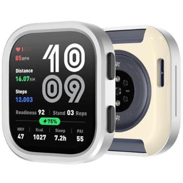 Imagem de BEARDDO Capa protetora de metal para smartwatch Amazfit Bip 6, bisel de aço inoxidável 2 em 1 e capa traseira de TPU (prata)