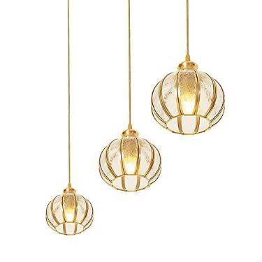 Imagem de Lustre, Lustre Restaurante Pequeno Lustre Bar Bar Estudo Varanda Escada Luzes Pendentes Todos Bronze Cabide de Refeições Vidro Esfera Redonda Lustre Cozinha Varanda Luzes Penduradas (Prato L