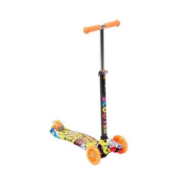 Imagem de Patinete Infantil 4 Rodas com LED, Design Floral, Altura Ajustável, Rosa e Branco (MD04)