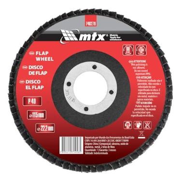 Imagem de MTX Disco Flap P40 – 115x22,2 mm, Para Esmerilhadeira Angular, Disco Abrasivo de Alto Desempenho para Madeira, Metal e Plástico