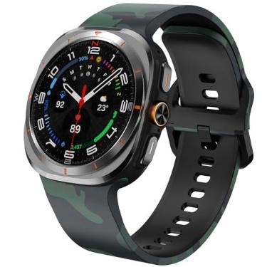 Imagem de Pulseiras SPINYE compatíveis com Samsung Galaxy Watch Ultra 47mm 2025/2024, pulseira de silicone com estampa de impressão macia sem brecha para Samsung Galaxy Watch Ultra 2 / Ultra 47mm, verde