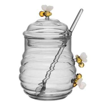 Imagem de Açucareiro de Vidro Borossilicato com Colher e Tampa Lovely Bee 500ml 