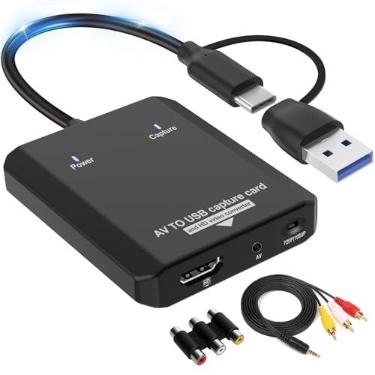 Imagem de Herfair Conversor VHS para digital - RCA para HDMI, placa de captura de vídeo USB para Hi8/VCR/DVD/AV/PS2/Wii adaptador analógico para digital para salvar memórias antigas em eletrônicos modernos de