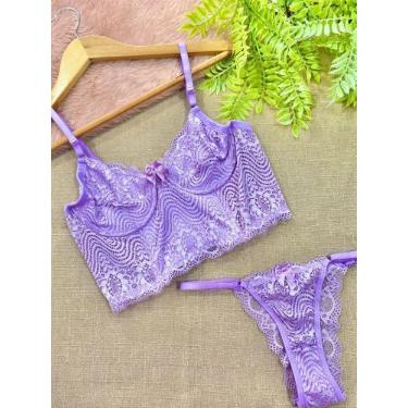 Imagem de Kit com 3 Conjunto em renda Lingeire cropped com aro - Castro Store , 