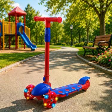 Imagem de Patinete Infantil Speed Fun com 3 Rodas Luzes LED Automáticas Guidão Ajustável Vermelho Toy Master