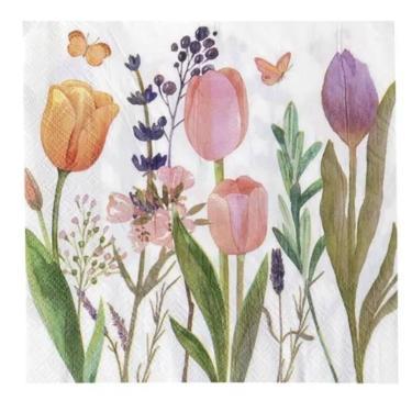 Imagem de Guardanapo de Papel Folha Dupla Tulipas 32x32 cm Silver Festas - Inspi