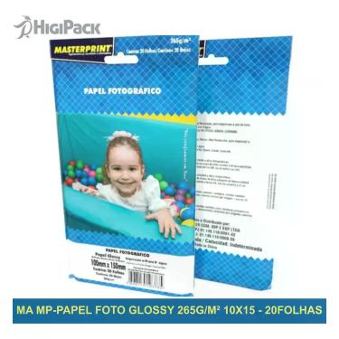 Imagem de Papel Fotográfico 10x15 Cm Masterprint A6 Glossy 20 Fls 265g - Branco 