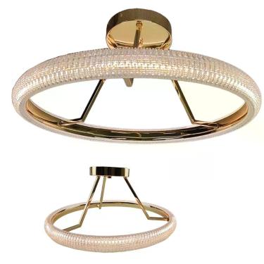 Imagem de Luminaria Anel Cristal 3 Em 1 Led Lustre Pendente Arco Perfil Infinito Recepçao Sala De Jantar Quart