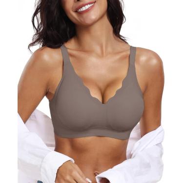 Imagem de Sutiã OEAK Womens Wireless Push Up Support, cobertura total, cinza L