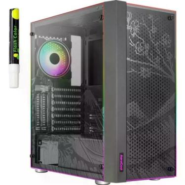 Imagem de Gabinete Gamer Aerocool Skribble Preto Rgb Lateral Vidro [f002]