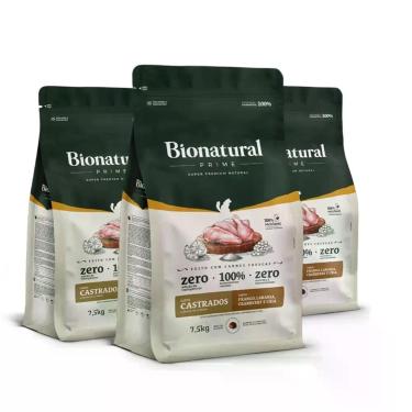 Imagem de Kit 3 Ração Bionatural Prime Gatos Castrados Frango - 7,5KG
