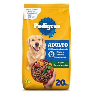 Imagem de Ração Pedigree Carne e Vegetais Cães Adultos Raças Médias e Grandes 20 kg