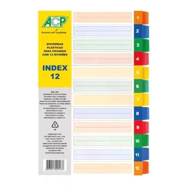 Imagem de Divisoria P/ Fichario Colorida Plastica Pvc 12 Unidades ACP