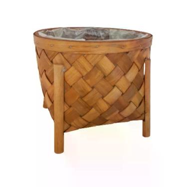 Imagem de Cachepot em Fibras de Madeira Redondo Alt 20cm Diam 21,50cm com Pés e Arco Carmella Presentes