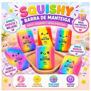 Imagem de Brinquedo Squishy Butter Salted Barra de Manteiga Colorido Surpresa - 
