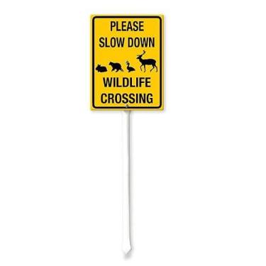 Imagem de SRongmao Placa De Passagem Animais Selvagens Com Estaca 7 X 8,8 Polegadas, Alumínio À Prova Ferrugem Para Jardim, Gramado, Rua E Áreas Externas