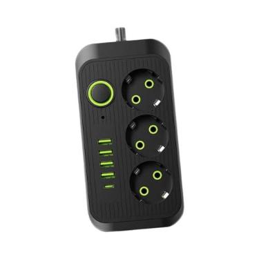 Imagem de UGPLM Adaptador de tomada elétrica, 2m, cabo de extensão, tomada de viagem, base de tomada elétrica para parede, computador, câmera digital, tv, Preto 3