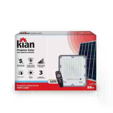 Imagem de Projetor LED Solar 50W IP65 6500K 6 Horas para Iluminação Externa Sustentável Modelo Projetor Led 50w Kian