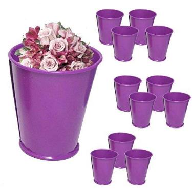 Imagem de Balde Cachepot Enfeite Para Mesa Festa Evento 15 Anos Metal Mini Roxo Kit Com 12 (balde-p-b)
