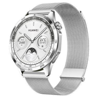 Imagem de HAOZHI 22mm Magnético Pulseira Compatível com Huawei Watch GT 5 4 3 2 46mm,GT5 GT3 GT2 Pro 46mm,GT3 SE,Watch 4 3 Pro,Bracelete Correia para Huawei Watch Ultimate 2 Design,Buds,GT Runner (Prata)