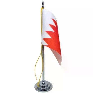 Imagem de Mini Bandeira Mesa Bahrein com 8CM X 5,5CM Mastro 15CM para Decoração com Pedestal Vermelho SP Bandeiras