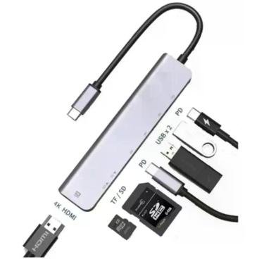Imagem de Hub Estação 7x1 Type C X Usb-C Pd Usb 3.0 Sd Tf Hdmi 4K - EXBOM