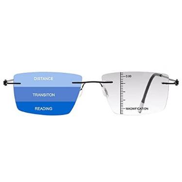 Imagem de YIMI Óculos De Sol Leitura Multifocais Progressivos Para Homens E Mulheres, Trifocais Com Bloqueio Luz Azul, 3 Lentes Em 1, Sem Aro, Presbiopia, Proteção Uv, Antirreflexo, 1,5