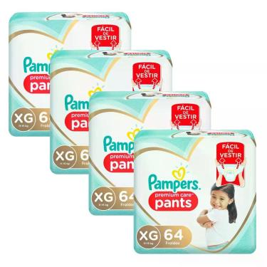 Imagem de Kit 4 Fralda Pampers Pants Premium Care Tamanho XG 64 Unidades