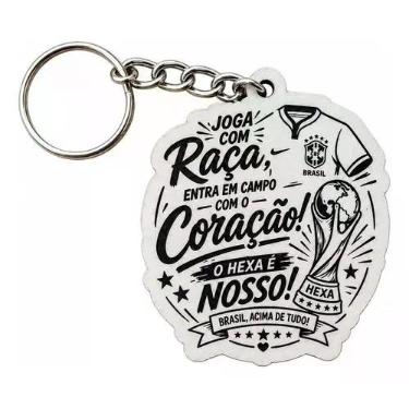 Imagem de Kit Chaveiros Personalizados em MDF Copa Brasil Joga com Raça - Arte L