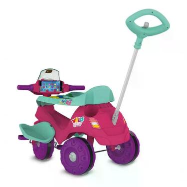 Imagem de Triciclo Velobaby Passeio e Pedal Infantil Rosa Azul e Verde para Criancas Pequenas