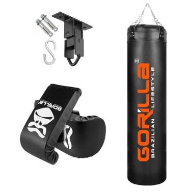 Imagem de Kit Luta - Saco de Pancada 160cm + Luvas Bate Saco - Muay Thai + Suporte Saco Boxe - Suporte de Teto Chumbador Parabolt - Gorilla