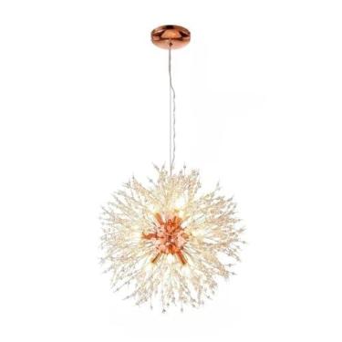 Imagem de Lustre Pendente Cristal Dente de Leão Dourado - Tamanhos 45/50/55cm, Soquete G9, Ideal para Sala de Estar/Vila, Decoração de Luxo Elegante (Rose 45cm/6 G9 Lampadas)