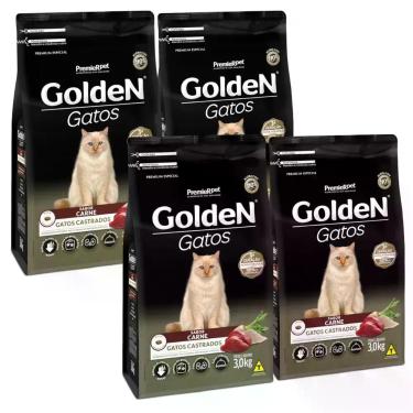 Imagem de Kit 4 Ração Premier Pet Golden Fórmula Gatos Castrados Sabor Carne - 3