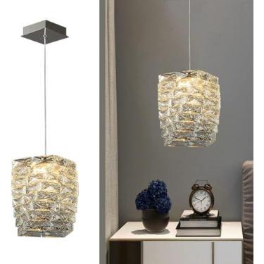 Imagem de Pequeno Mini Lustre de Cristal Luzes Pendentes Ilha Bar Cromado Regulável LED Linear Luminária Pendente Nordic Moderna Luminária Pendente de Teto Para Quarto Sala de Jantar Cozinha Corredor