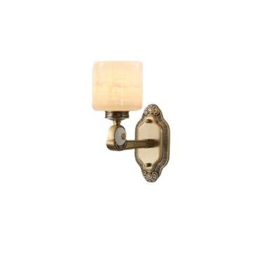 Imagem de Luminária de parede cabeceira moderna chinesa jade com escada, luminária decorativa mármore e cobre para sala estar para corredor, hall de entrada