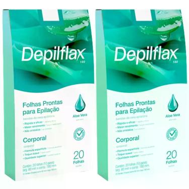 Imagem de Kit 2 Folhas Prontas Depilação Corporal Aloe Vera Depilflax Cera Fria 