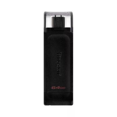 Imagem de Pen Drive Kingston DT70 com Conector Type-C 3.2 Velocidade de Transferência Rápida Preto 64GB
