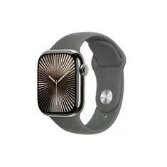 Apple Watch Series 10 GPS + Cellular, Caixa Natural de Titânio de 42 mm, Pulseira Esportiva Cinza-Pedra, Tamanho P/M - MWXD3AM/A