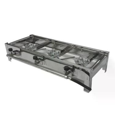 Imagem de Fogão Inox 3 Boca Industrial Alta Pressão Potente incluso Mangueira Re