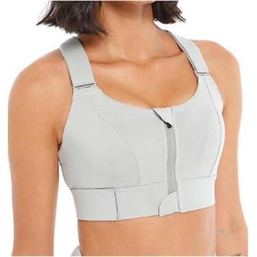 Imagem de Sutiãs Esportivos Com Zíper Frontal Feminino Plus Size Treino De Alto Impacto Running Fitness Yoga Bra Para Mulheres Gym Crop Tank Tops, Blue1, XL/X-Large