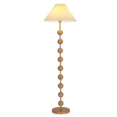 Imagem de Abajur de chão com cúpula de tecido plissado, luminária de chão criativa com haste de ferro forjado polido, luminária vertical para leitura em ambientes internos, luminária de chão decorativ