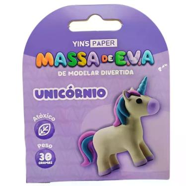 Imagem de Massinha para Modelar Escolar Yins Brasil YP7869 Eva Unicórnio Não Tóxica Textura Macia 4 Unidades Coloridas