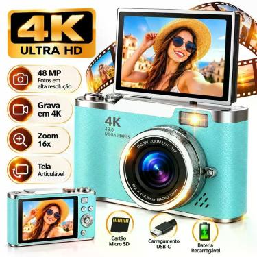 Imagem de Câmera Fotográfica 4K Compacta com Tela Articulável e Zoom : VERDE - C