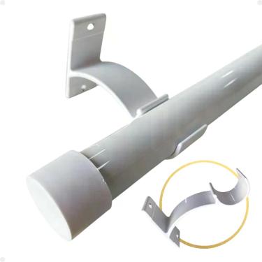 Imagem de Suporte Perfil Parede Varão Comum Ilhós 28mm Cortina Argola Instalação