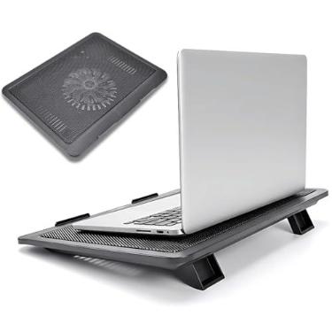Imagem de Suporte para Notebook com Cooler LED Silencioso Ajustável Ergonômico Base Refrigerada Portátil Universal Leve Resistência