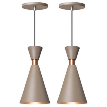 Imagem de Kit 2 Luminária Pendente Mini Pequim 24 cm para Balcão Bancada Cozinha (Fendi)