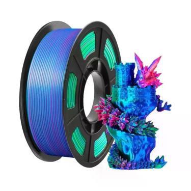 Imagem de Filamento De Impressão 3D PLA Seda Tricolor 1.75mm 250g Alta Precisão 